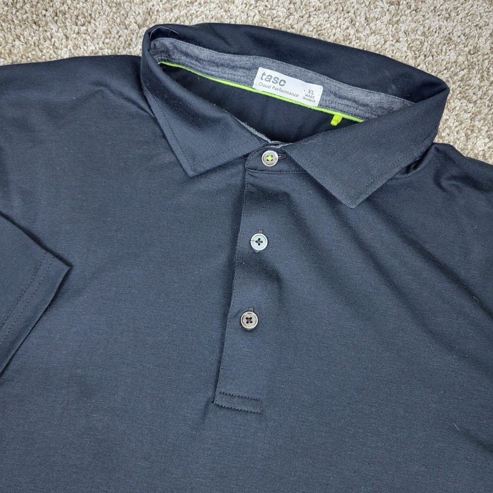 TASC Cloud Performance Mens XL Solid Black Stretch Polo Short Sleeve